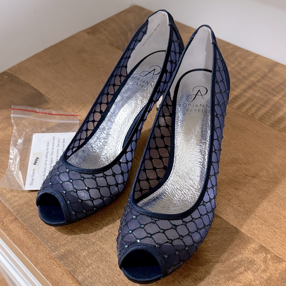 Adrianna Papell Midnight Blue Mesh Heels